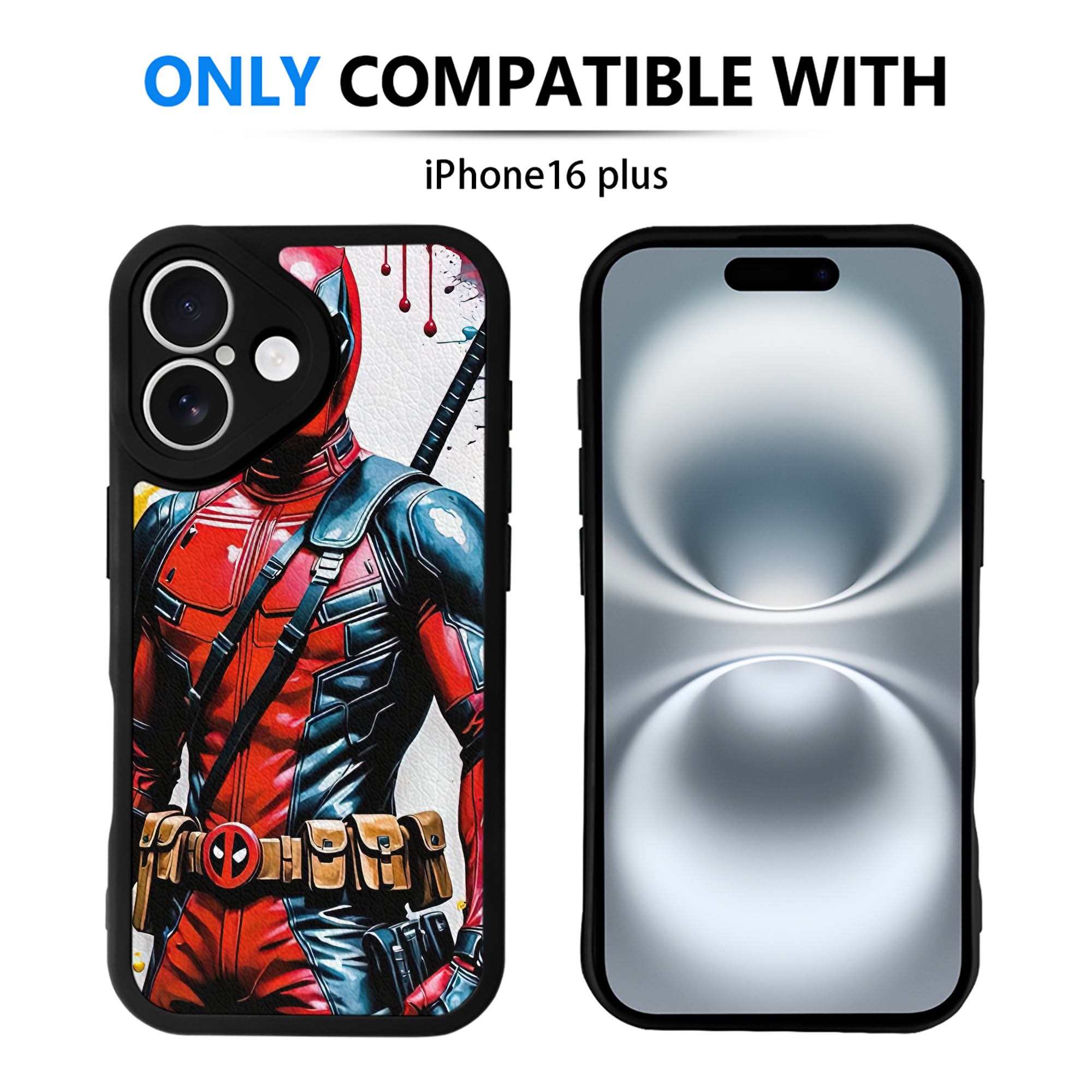 （画像用） Deadpool デッドプール 【iPhone 16シリーズ対応】シリコンスマホケース（レザー調） 材質：シリコン